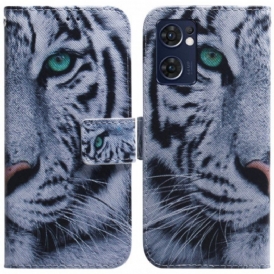 Custodia in pelle Oppo Find X5 Lite Faccia Da Tigre