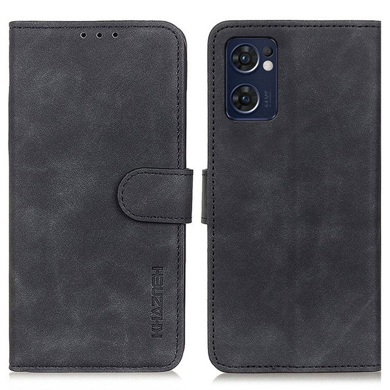 Custodia in pelle Oppo Find X5 Lite Khazneh Effetto Pelle Vintage