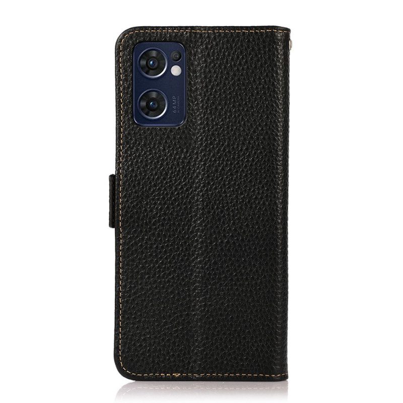 Custodia in pelle Oppo Find X5 Lite Pelle Litchi Khazneh Rfid