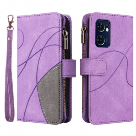 Custodia in pelle Oppo Find X5 Lite Multifunzione Bicolore