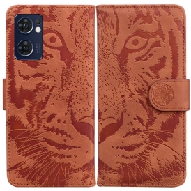 Custodia in pelle Oppo Find X5 Lite Stampa Faccia Di Tigre
