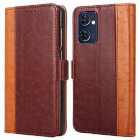 Custodia in pelle Oppo Find X5 Lite Struttura Della Pelle Di Struzzo