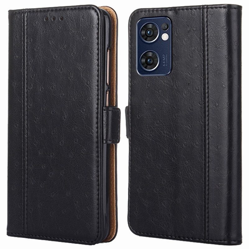 Custodia in pelle Oppo Find X5 Lite Struttura Della Pelle Di Struzzo