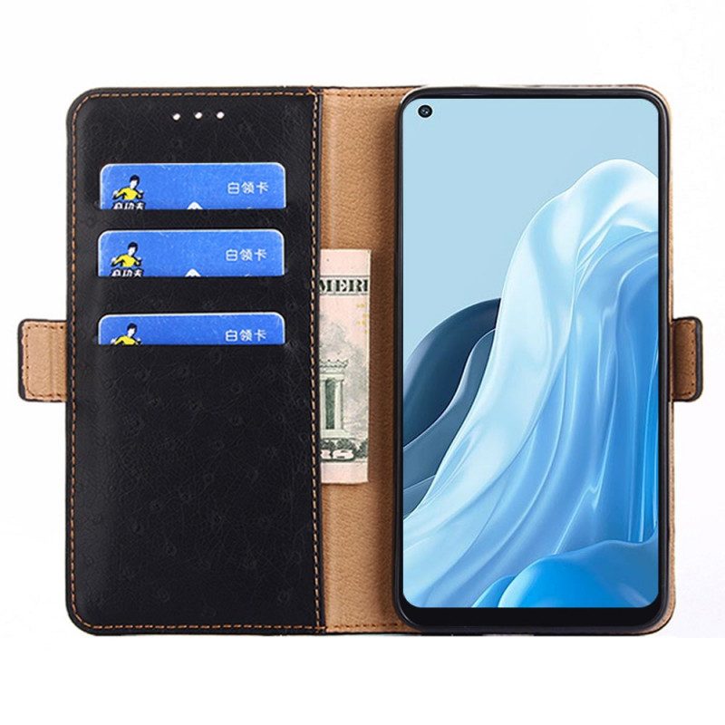 Custodia in pelle Oppo Find X5 Lite Struttura Della Pelle Di Struzzo