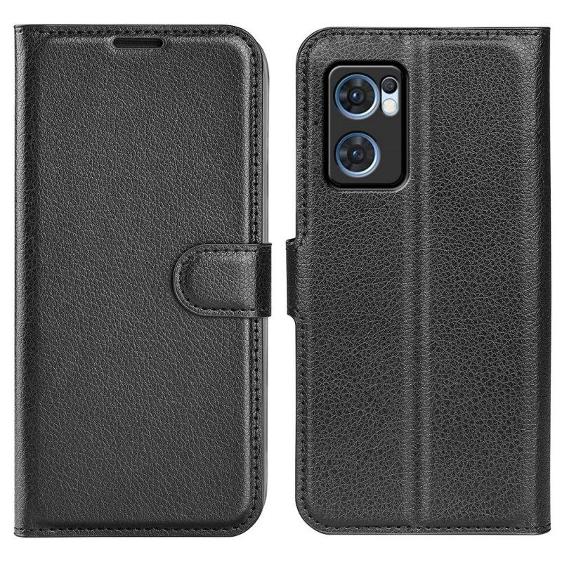 Folio Cover Oppo Find X5 Lite Classica Ecopelle Litchi