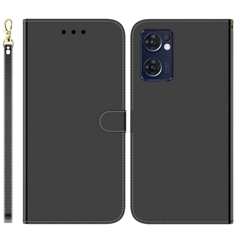 Folio Cover Oppo Find X5 Lite Copri Specchietto In Ecopelle