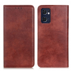 Folio Cover Oppo Find X5 Lite Custodia in pelle Pelle Crosta Litchi
