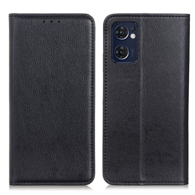 Folio Cover Oppo Find X5 Lite Custodia in pelle Pelle Crosta Litchi