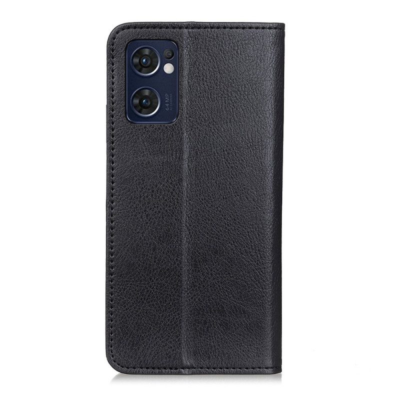 Folio Cover Oppo Find X5 Lite Custodia in pelle Pelle Crosta Litchi