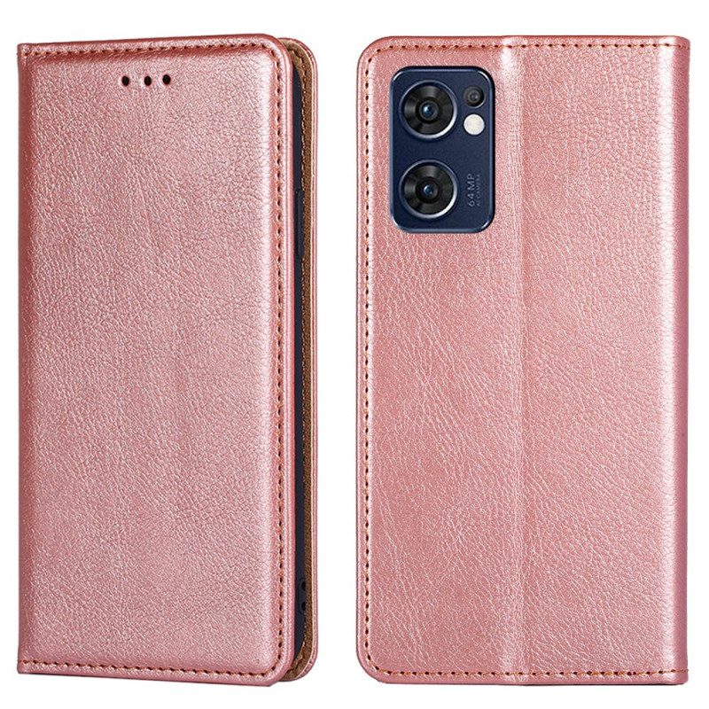 Folio Cover Oppo Find X5 Lite Custodia in pelle Cuciture In Ecopelle