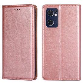 Folio Cover Oppo Find X5 Lite Custodia in pelle Cuciture In Ecopelle