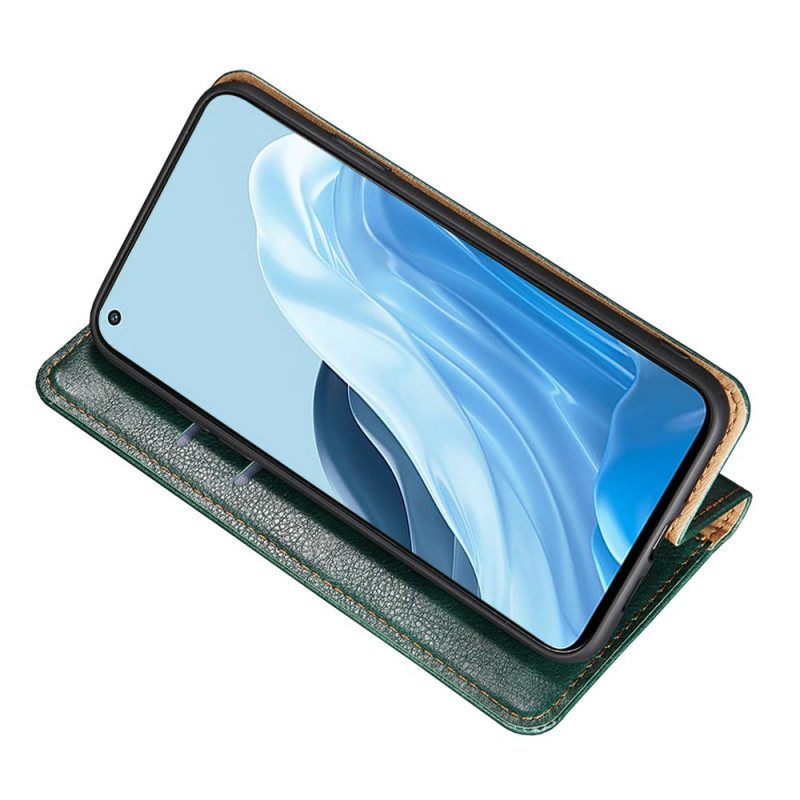 Folio Cover Oppo Find X5 Lite Custodia in pelle Cuciture In Ecopelle
