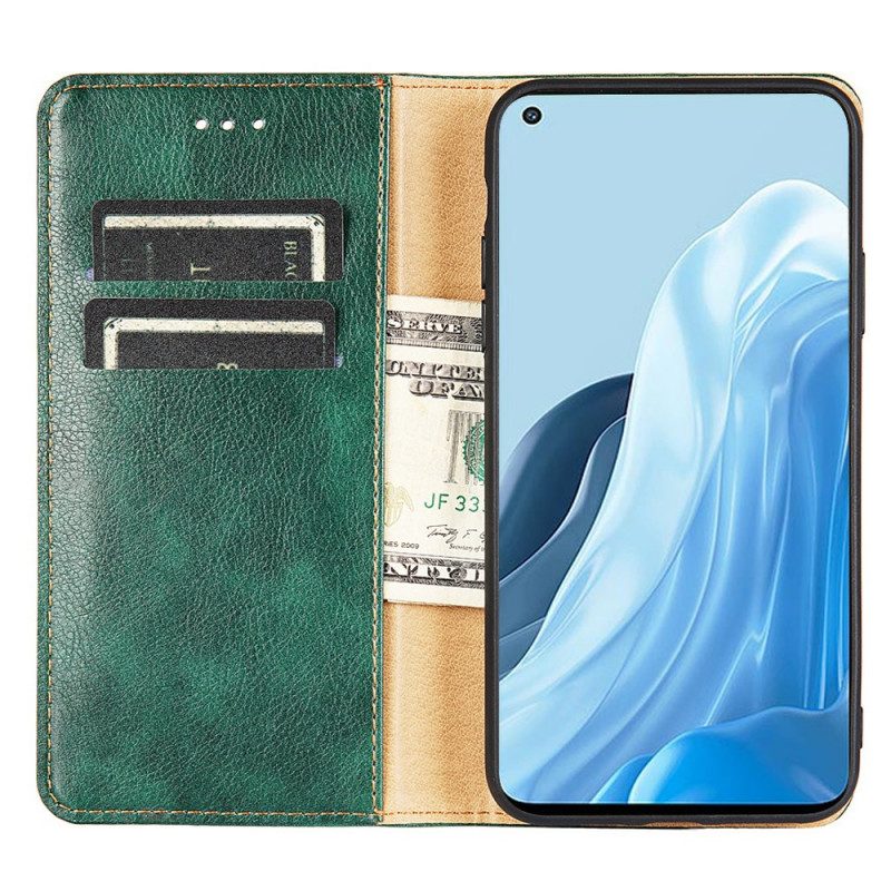 Folio Cover Oppo Find X5 Lite Custodia in pelle Cuciture In Ecopelle