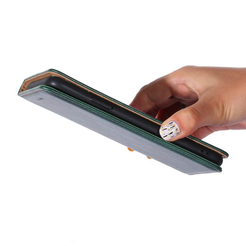 Folio Cover Oppo Find X5 Lite Custodia in pelle Cuciture In Ecopelle