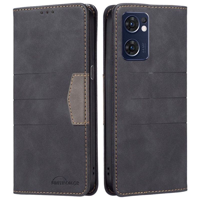 Folio Cover Oppo Find X5 Lite Custodia in pelle Stile In Pelle Di Colore Binfen