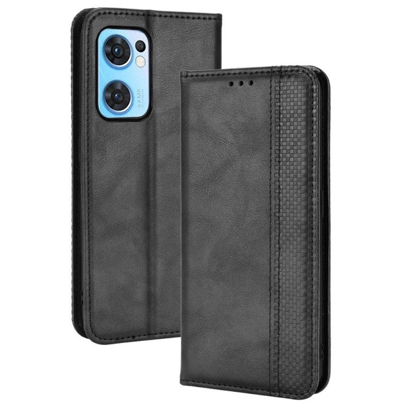 Folio Cover Oppo Find X5 Lite Custodia in pelle Stile Stilizzato In Pelle