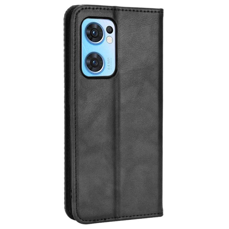 Folio Cover Oppo Find X5 Lite Custodia in pelle Stile Stilizzato In Pelle