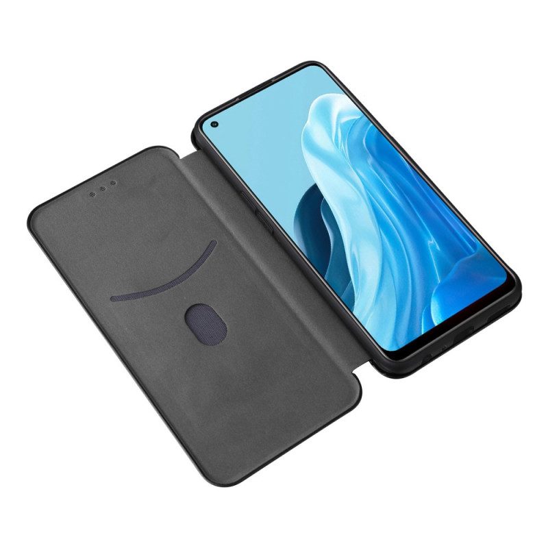 Folio Cover Oppo Find X5 Lite Custodia in pelle Struttura In Fibra Di Carbonio