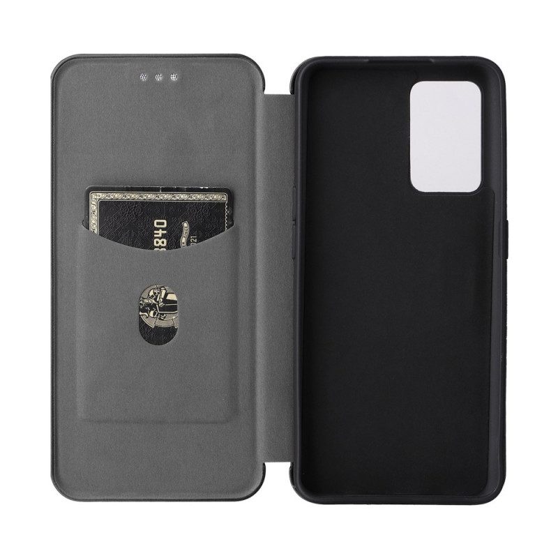 Folio Cover Oppo Find X5 Lite Custodia in pelle Struttura In Fibra Di Carbonio