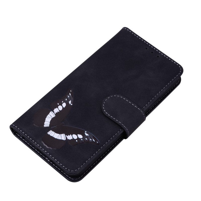 Folio Cover Oppo Find X5 Lite Farfalla Dal Tocco Di Pelle