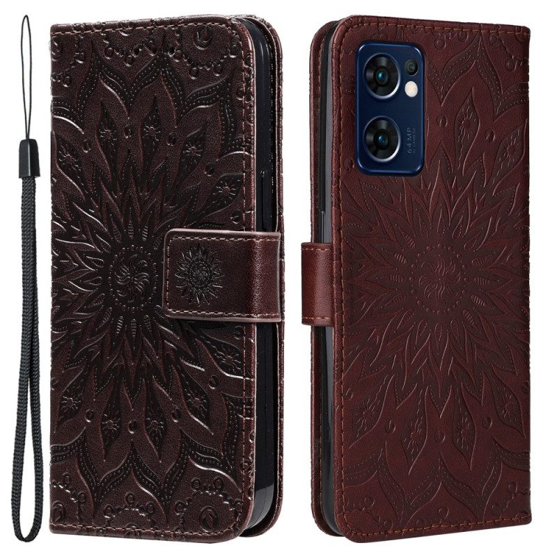 Folio Cover Oppo Find X5 Lite Mandala Del Sole Con Cinghie