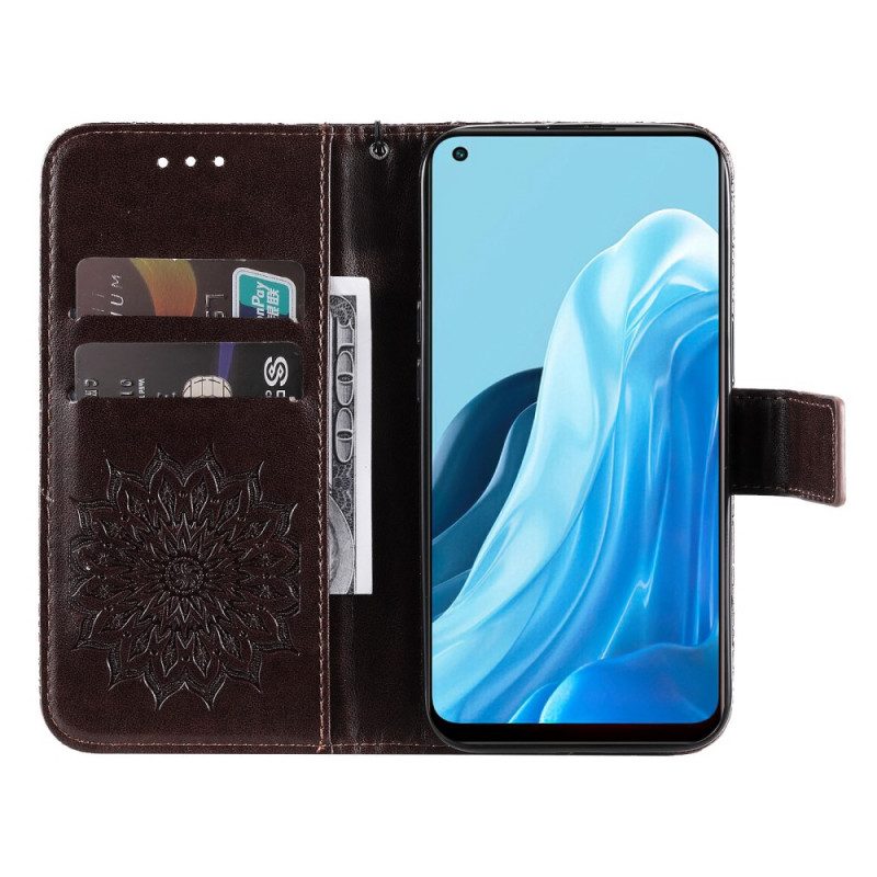 Folio Cover Oppo Find X5 Lite Mandala Del Sole Con Cinghie