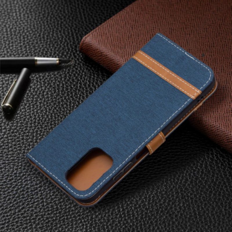 Custodia A Portafoglio Xiaomi Redmi Note 10 / 10S Cinturino Effetto Tessuto E Pelle