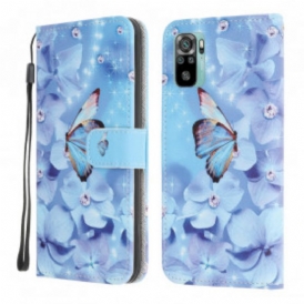 Custodia A Portafoglio Xiaomi Redmi Note 10 / 10S Farfalle Di Diamanti Strappy