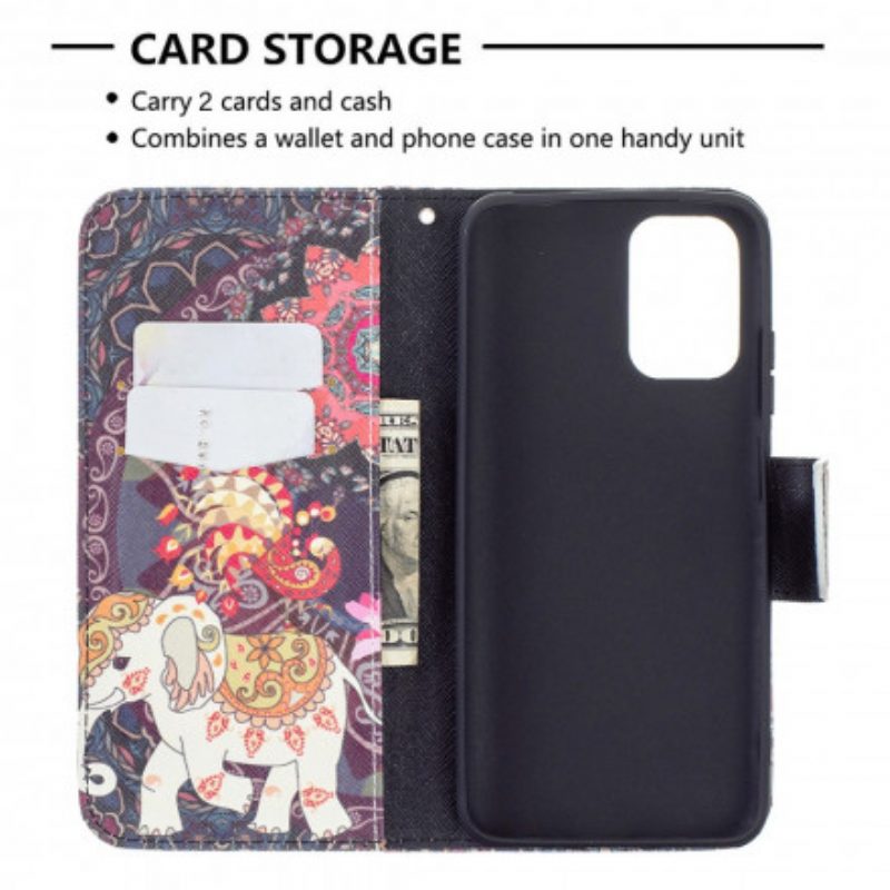 Custodia in pelle Xiaomi Redmi Note 10 / 10S Elefanti Indiani