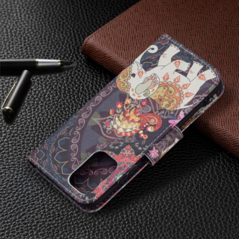 Custodia in pelle Xiaomi Redmi Note 10 / 10S Elefanti Indiani