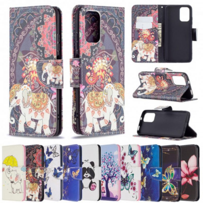 Custodia in pelle Xiaomi Redmi Note 10 / 10S Elefanti Indiani