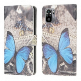 Custodia in pelle Xiaomi Redmi Note 10 / 10S Farfalla Blu