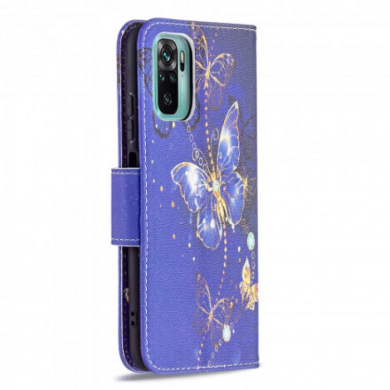 Custodia in pelle Xiaomi Redmi Note 10 / 10S Farfalle Dorate