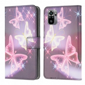 Custodia in pelle Xiaomi Redmi Note 10 / 10S Farfalle E Fiori