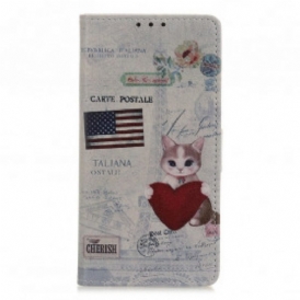 Custodia in pelle Xiaomi Redmi Note 10 / 10S Gatto Viaggiatore