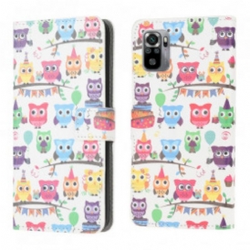 Custodia in pelle Xiaomi Redmi Note 10 / 10S Gufi Multipli