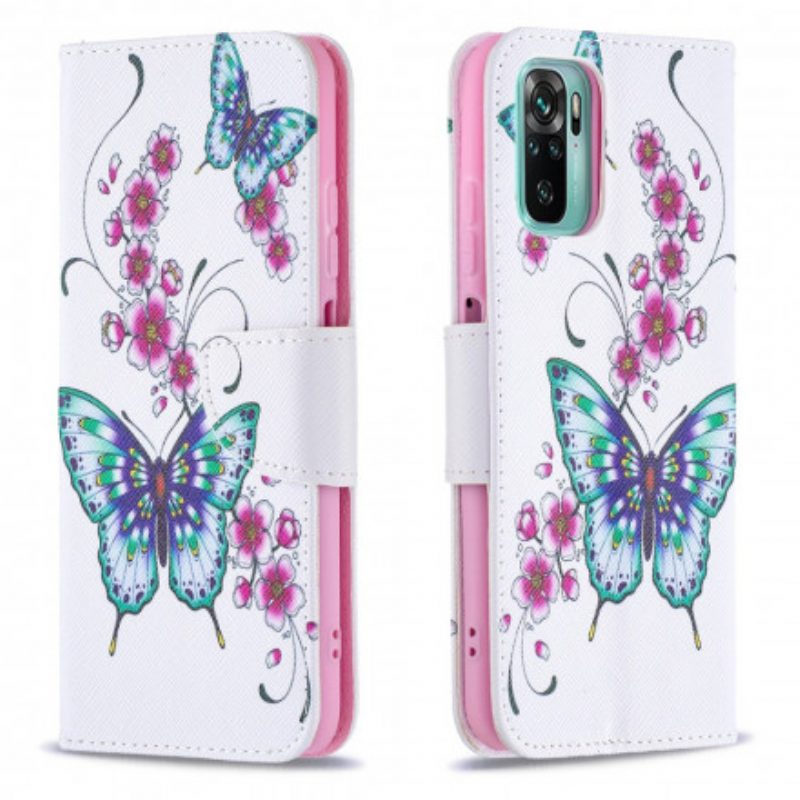 Custodia in pelle Xiaomi Redmi Note 10 / 10S Meravigliose Farfalle