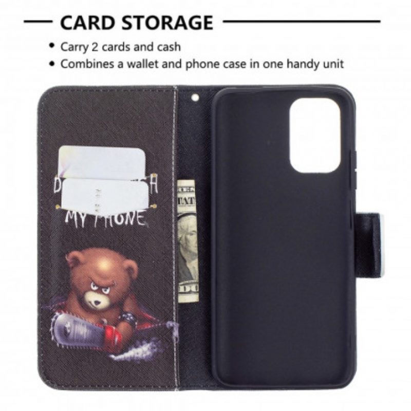 Custodia in pelle Xiaomi Redmi Note 10 / 10S Orso Pericoloso
