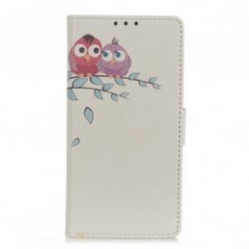Custodia in pelle Xiaomi Redmi Note 10 / 10S Paio Di Gufi Sull'albero