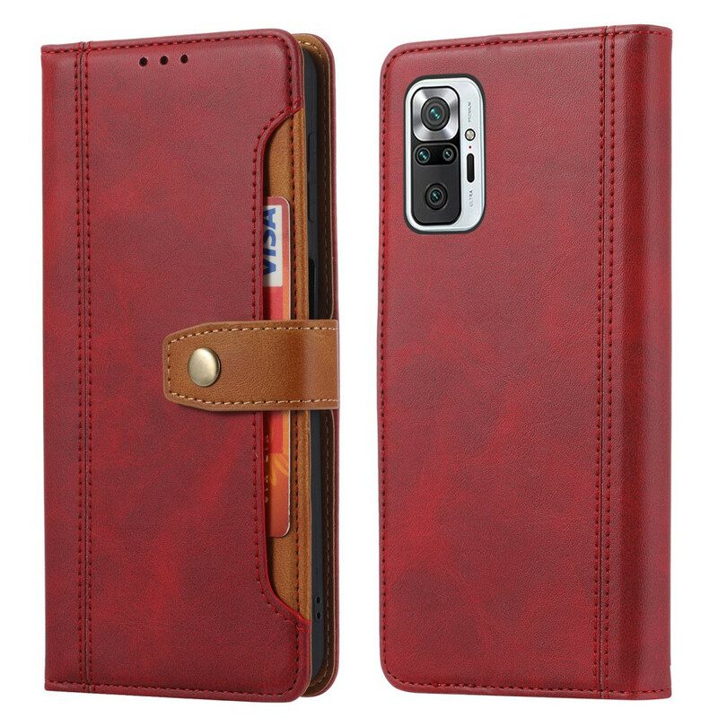 Custodia in pelle Xiaomi Redmi Note 10 / 10S Portacarte Anteriore E Tracolla