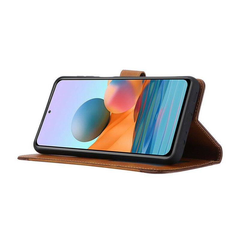 Custodia in pelle Xiaomi Redmi Note 10 / 10S Portacarte Anteriore E Tracolla