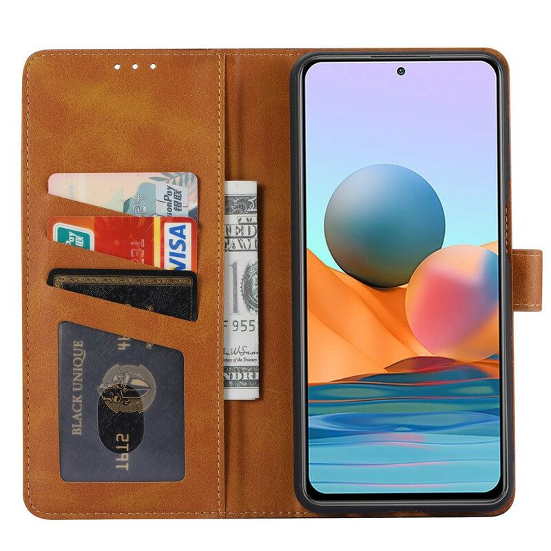 Custodia in pelle Xiaomi Redmi Note 10 / 10S Portacarte Anteriore E Tracolla