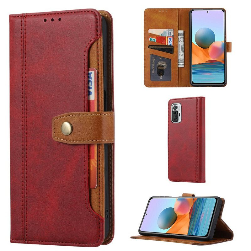 Custodia in pelle Xiaomi Redmi Note 10 / 10S Portacarte Anteriore E Tracolla