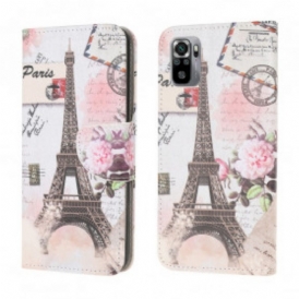 Custodia in pelle Xiaomi Redmi Note 10 / 10S Retrò Torre Eiffel