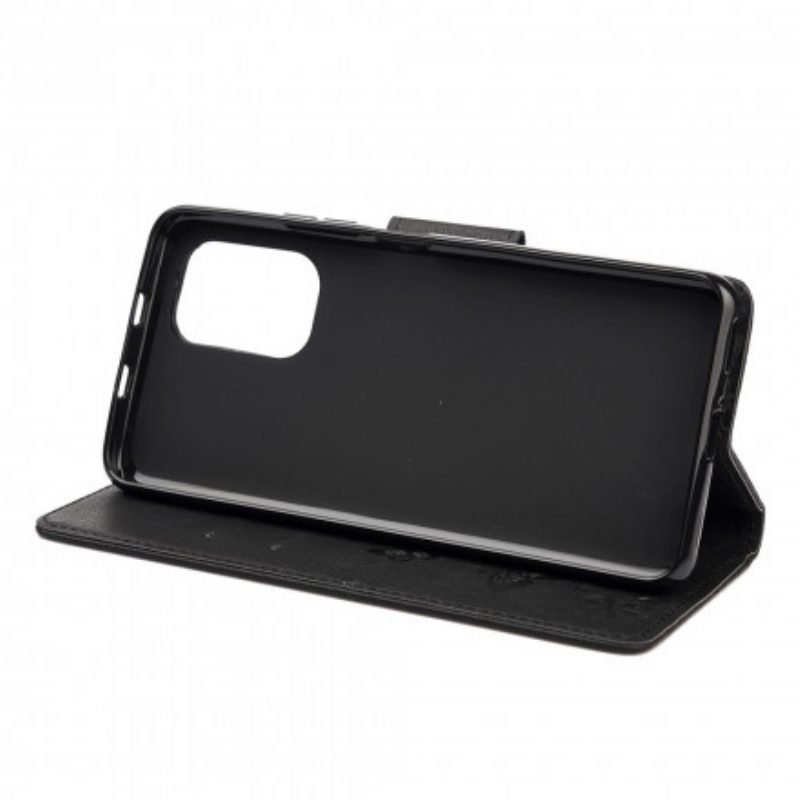 Custodia in pelle Xiaomi Redmi Note 10 / 10S Solo Farfalle Con Cordino