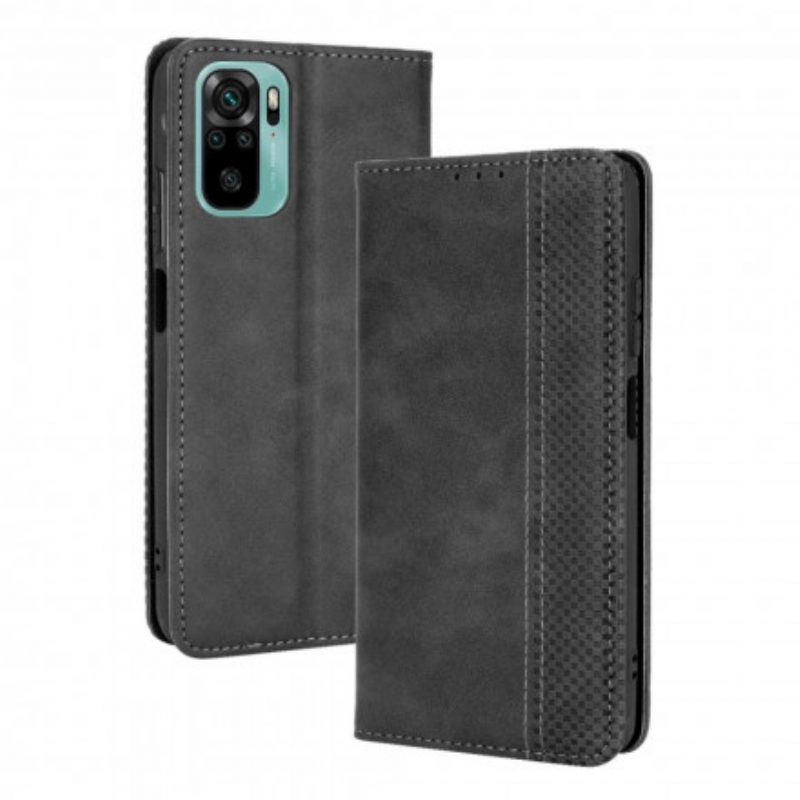 Folio Cover Xiaomi Redmi Note 10 / 10S Custodia in pelle Effetto Pelle Vintage Stilizzato