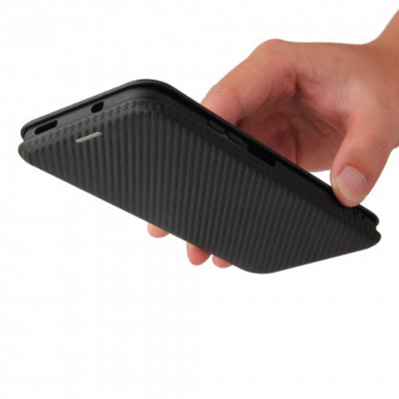 Folio Cover Xiaomi Redmi Note 10 / 10S Custodia in pelle Fibra Di Carbonio Con Anello Di Supporto