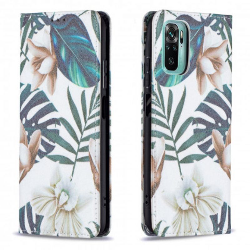 Folio Cover Xiaomi Redmi Note 10 / 10S Custodia in pelle Foglie