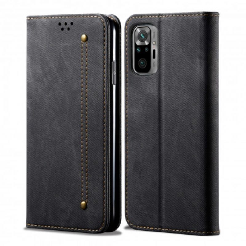 Folio Cover Xiaomi Redmi Note 10 / 10S Custodia in pelle Tessuto Denim