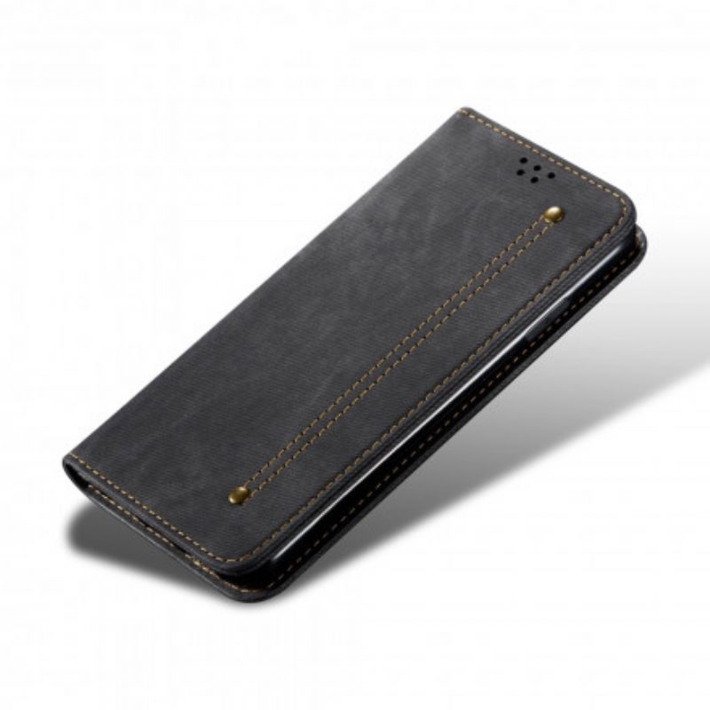 Folio Cover Xiaomi Redmi Note 10 / 10S Custodia in pelle Tessuto Denim